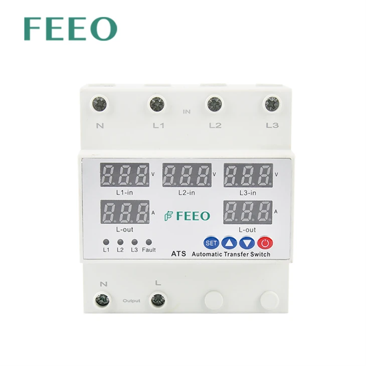 FEEO 220V ATS Controller Daul Power Changeover Automatic Transfer ATS Din Rail Switch 63A LED Indication For Operating Voltage high quality